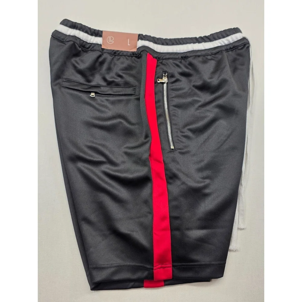 Crysp Denim Black Athletic Shorts Men's Large NWT Zip Pockets‎ Drawstring Street